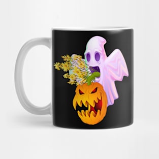 Halloween Costume Vintage Floral Ghost Pumpkin Mug